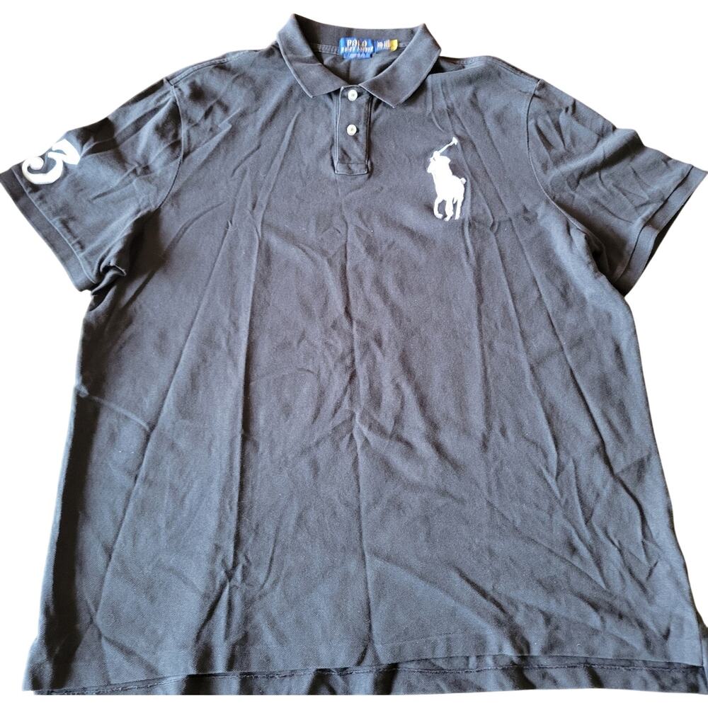 Vintage Polo Ralph Lauren Classic Big Pony Black 3 Men's Knit Polo size XXL